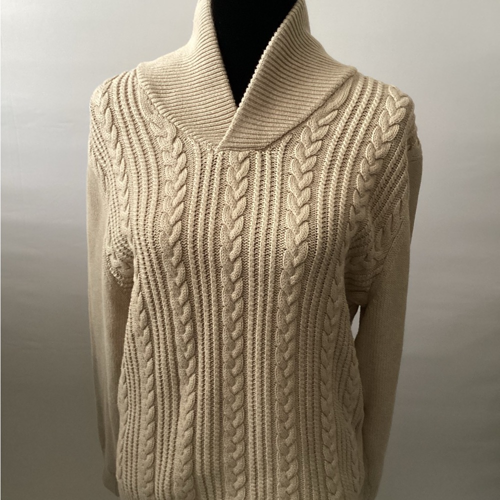 Jos. A. Bank long sleeve pullover Beige Cable Knit Sweater